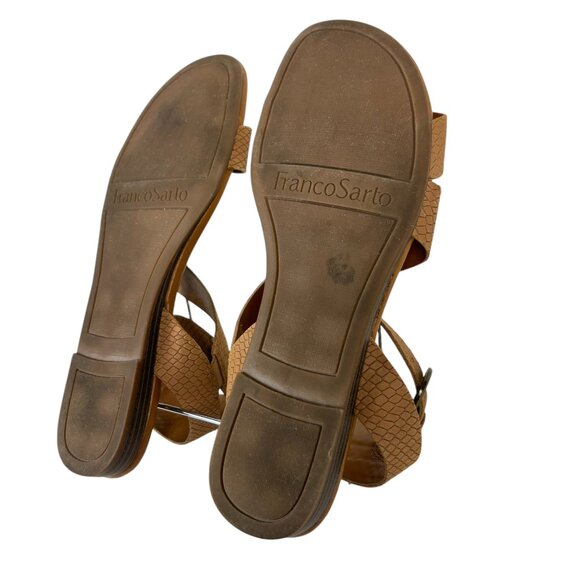 Franco Sarto Flat Leather Sandals Size 8M  Tan Gustar Reptile Embossed - Picture 15 of 16